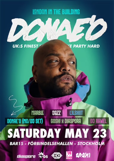 Londons undergroundikon Donae’O intar BAR15 i Stockholm
